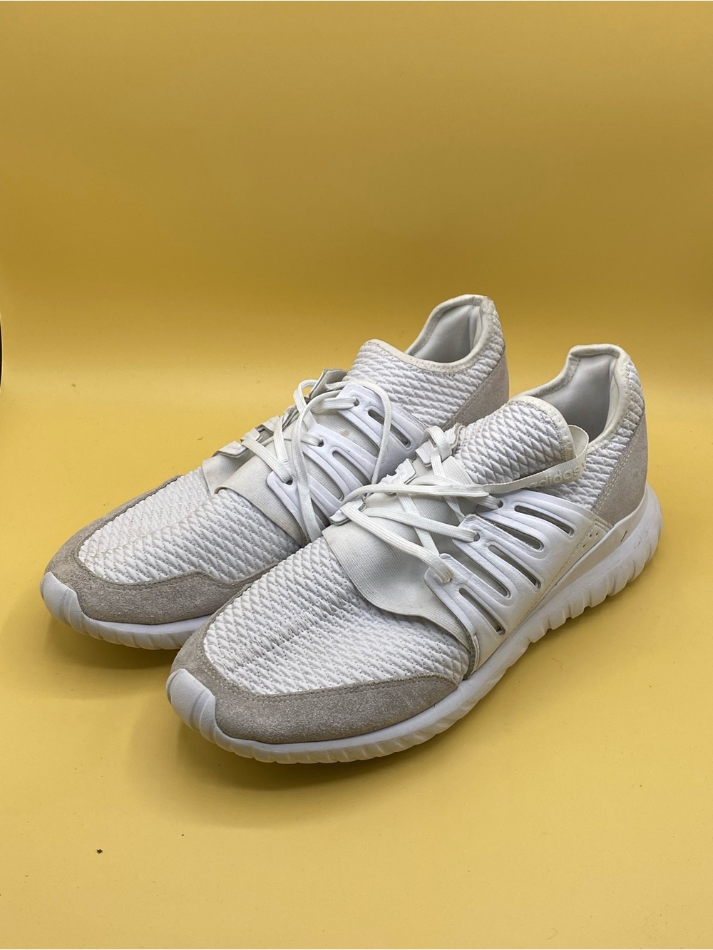 adidas Tubular Radial White and Light Gray Knit - Picture 2 of 4